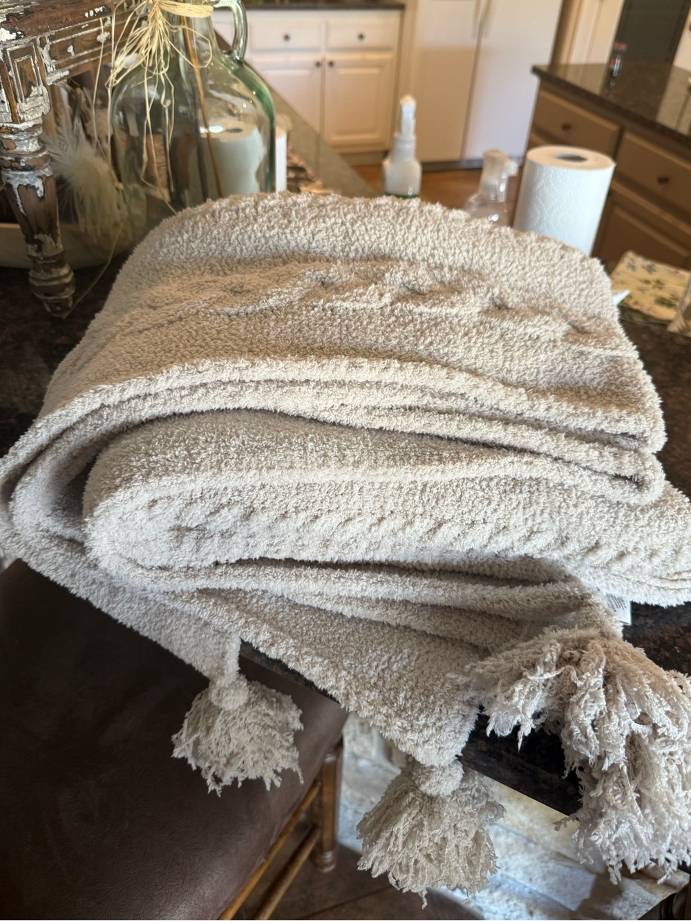 New Pottery Barn Plush Cream throw blanket